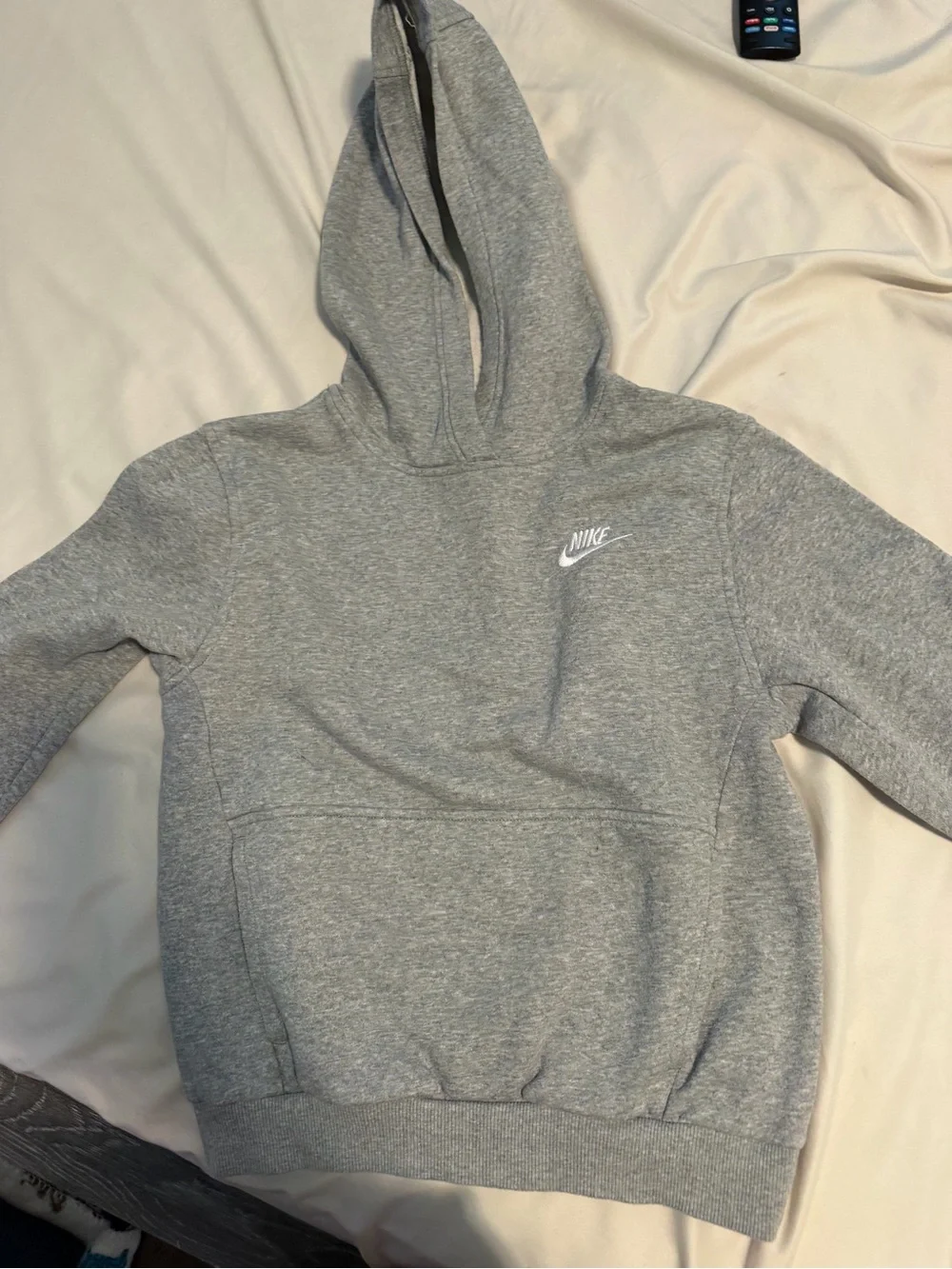 Nike boy’s Grey Crewneck Hoodie with Small White Logo